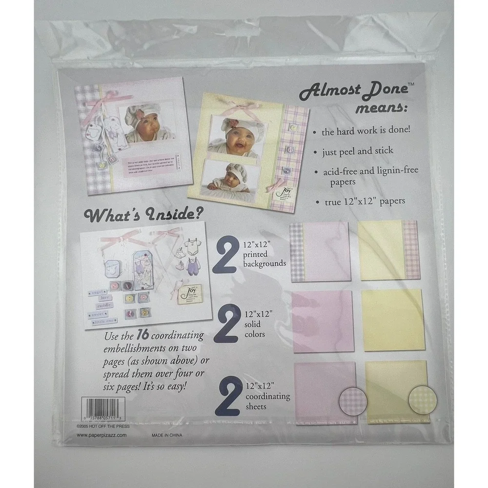 Paper Pizazz Almost Done Scrapbook Page Kit Baby Girl 12x12 22 Pieces 2005